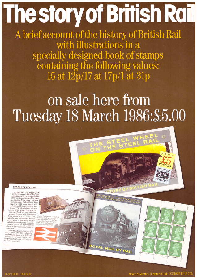 (image for) 1986 British Rail Prestige Book Post Office A4 poster. PL(P)3360 1/86 CG(E).